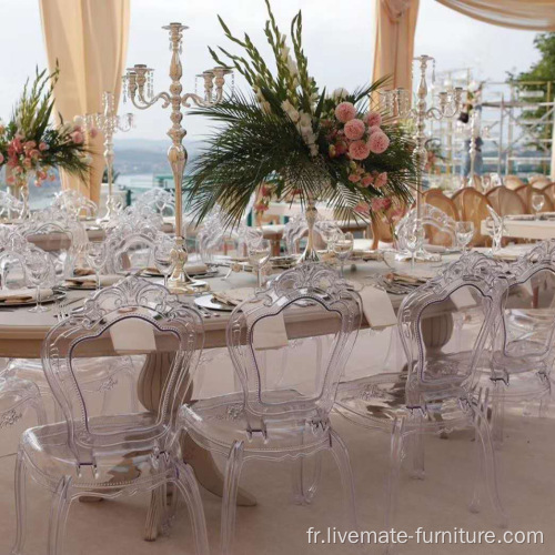 Table en plastique moderne et chaises de salle à manger Chaises de mariage